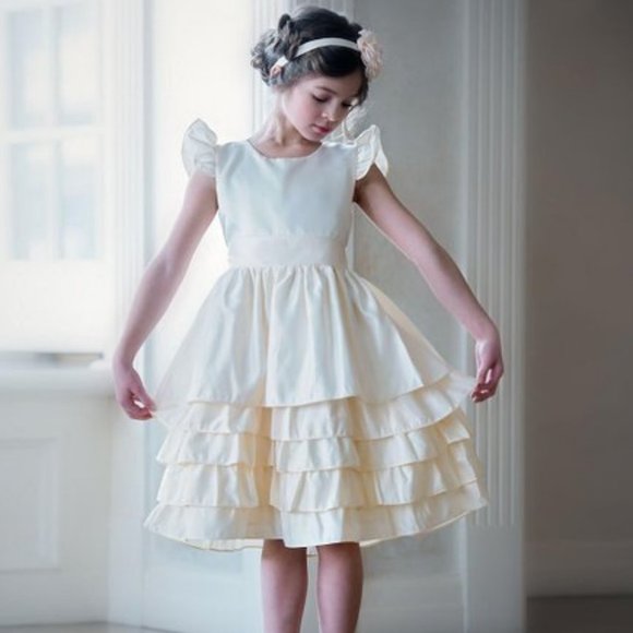✨️✨️ Host Pick ✨️✨️Think Pink Bows Sabrina Flower Girl Dress Ivory - Picture 1 of 6